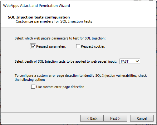 SQL injection options