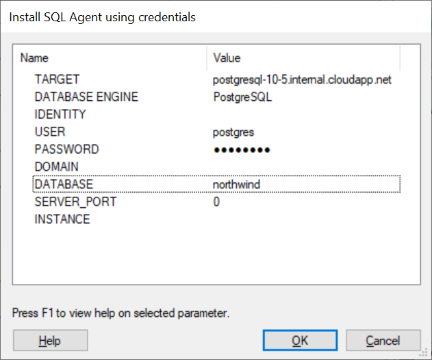 Install SQL Agent using credentials Module Parameters