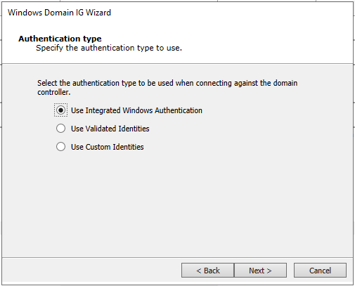 Windows Domain IG Authentication Type