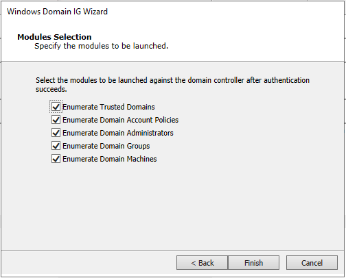 Windows Domain IG Modules Selection